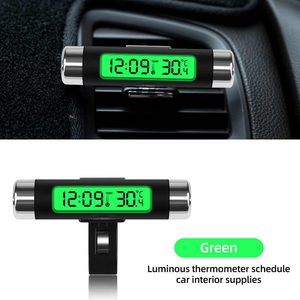 Xe Mini Đồng Hồ Điện Tử Thời Gian Đồng Hồ Tự Động Bảng Điều Khiển Đồng Hồ Sáng Nhiệt Độ Màu Đen Hiển Thị Kỹ Thuật Số Phụ Kiện Xe Hơi