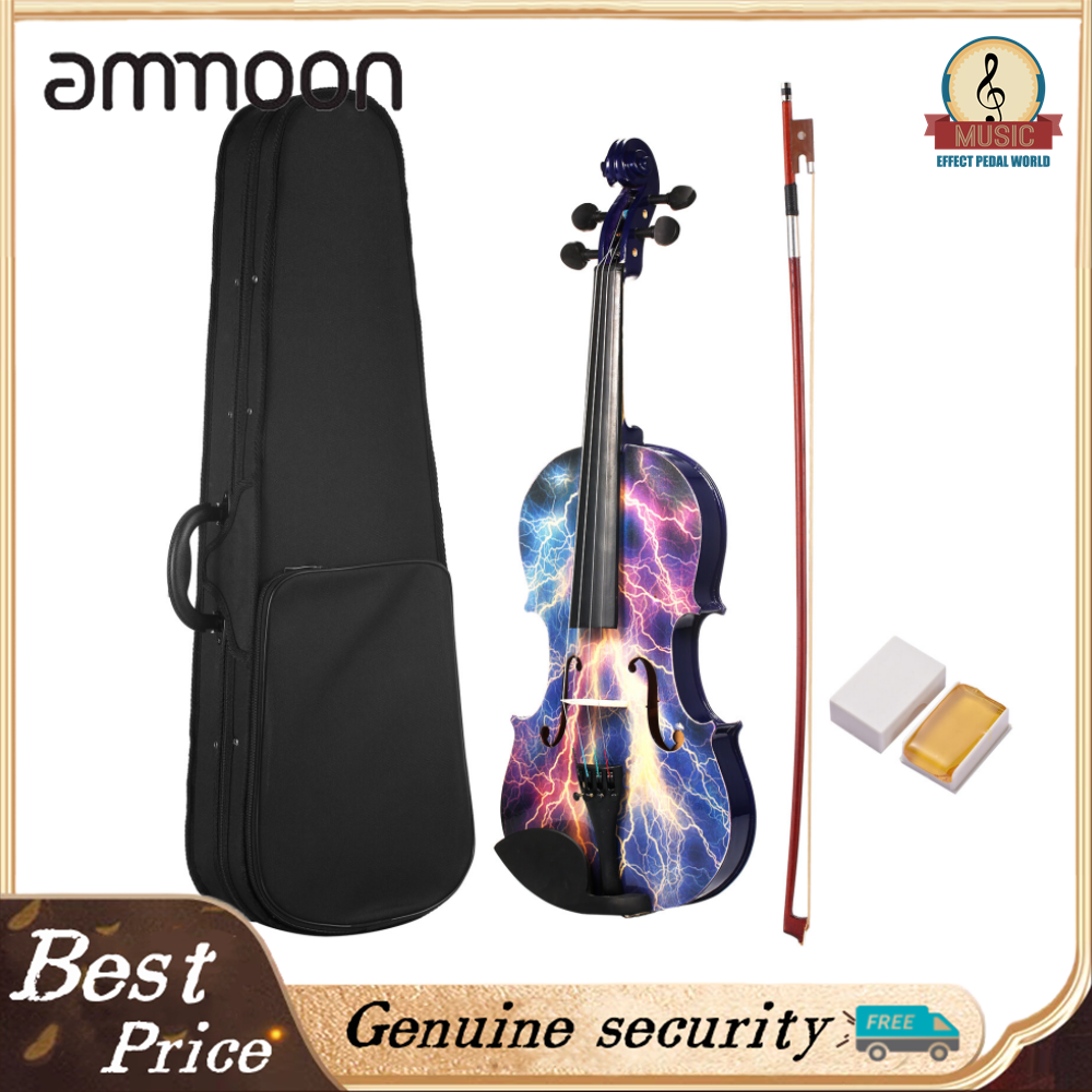 Violin Blue Acoustic Violin 4/4 3/4 1/2 1/4 1/8 For Beginner Students W/Case Bow Rosin Shoulder Rest Mute Strings Cello Kit (Size