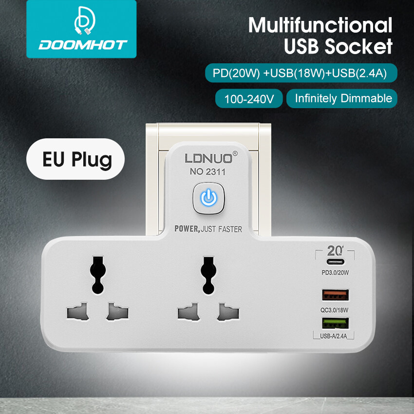 DoomHot Ổ Cắm Đa Năng, Night Light with usb Plug, Phích Cắm Điện