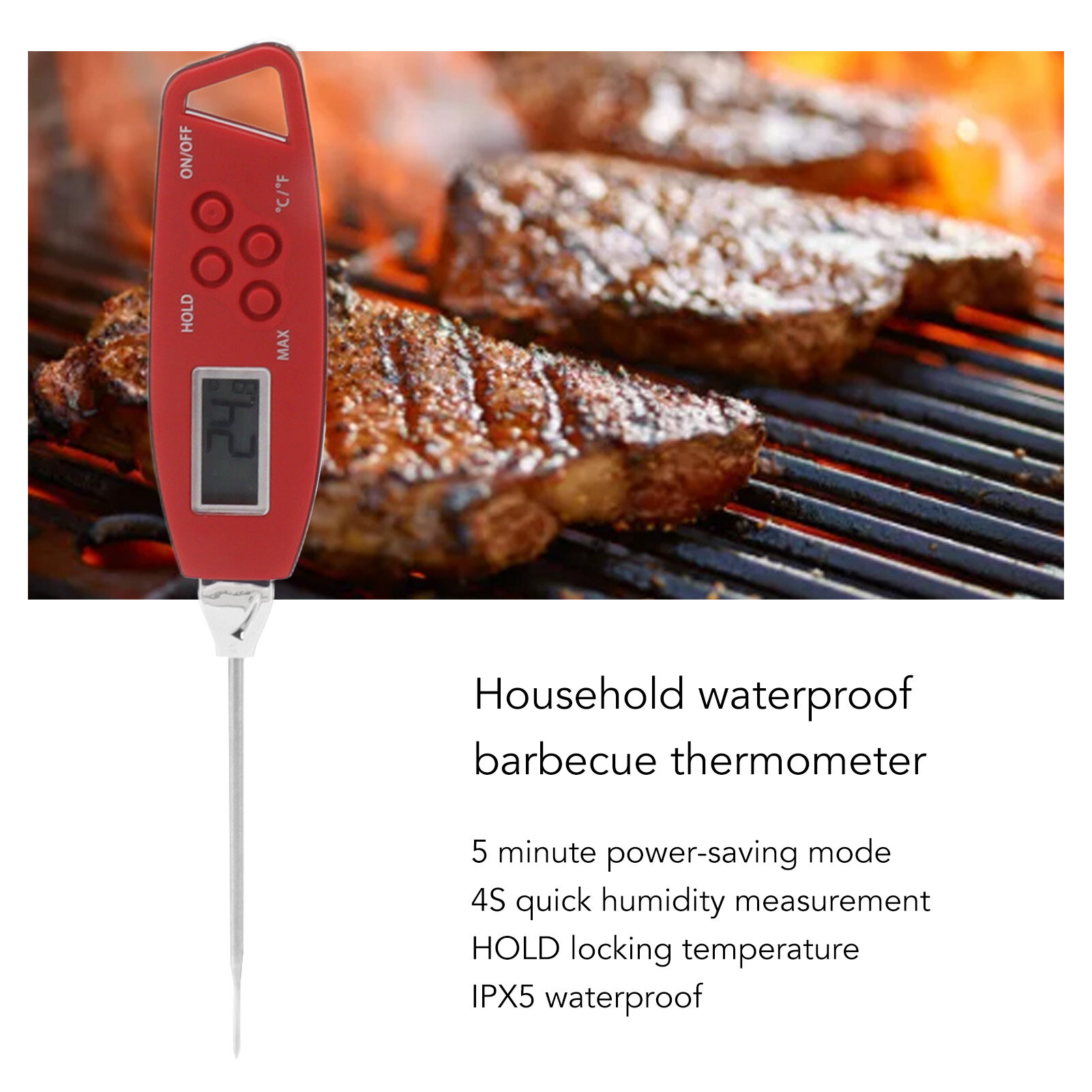 Digital Meat Thermometer Clearing Function Digital Food Thermometer for Grilling