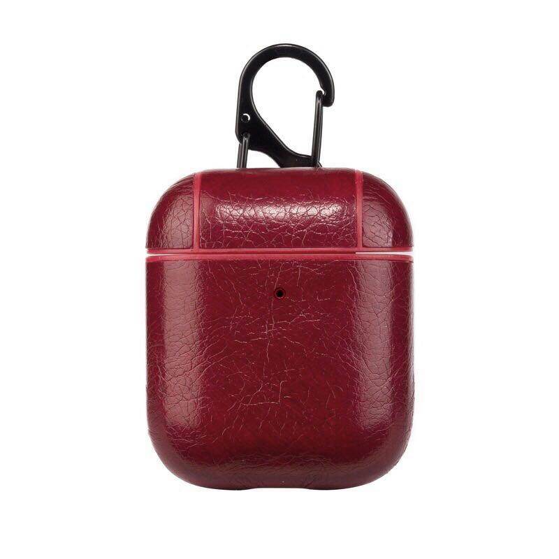 Fashion Leather Case for Apple AirPods with Buckle Hook Cases for Airpods 1 2 Headphone Bluetooth Earphone Accessories Slim Charging Box