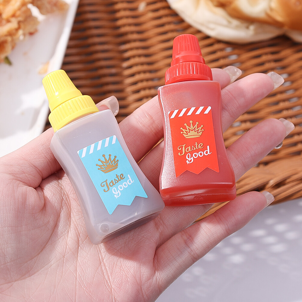 2pcs/set Mini Condiment Squeeze Bottles Portable Small Sauce Salad Dressing Container Bento Box Sauce Squeeze Bottle