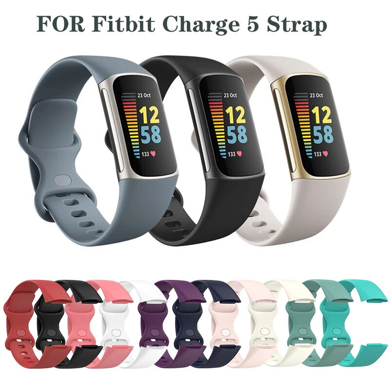 Straps Compatible with Fitbit Charge 5/Charge 6, Adjustable Soft Silicone Sport Replacement Watch Band Wristbands Bracelet for Charge 5 Activity Tracker Women Men
