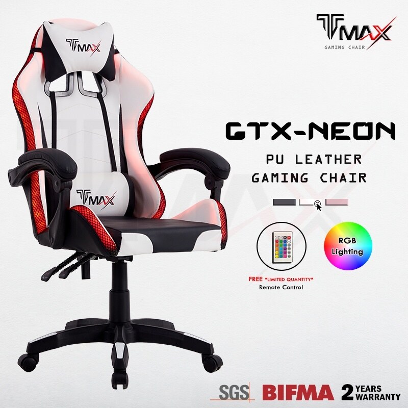 Gaming chair TMAX GTXNEON Gaming Chair with USB RGB Lighting PU Leather Ergonomic Design