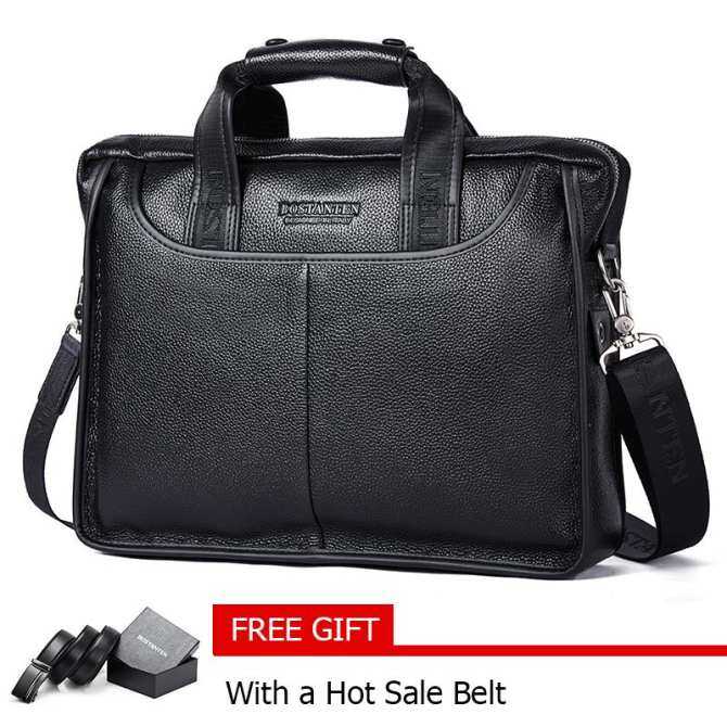Bostanten Mens Genuine Cowhide leather Briefcase Laptop Bag Messenger Business Bags