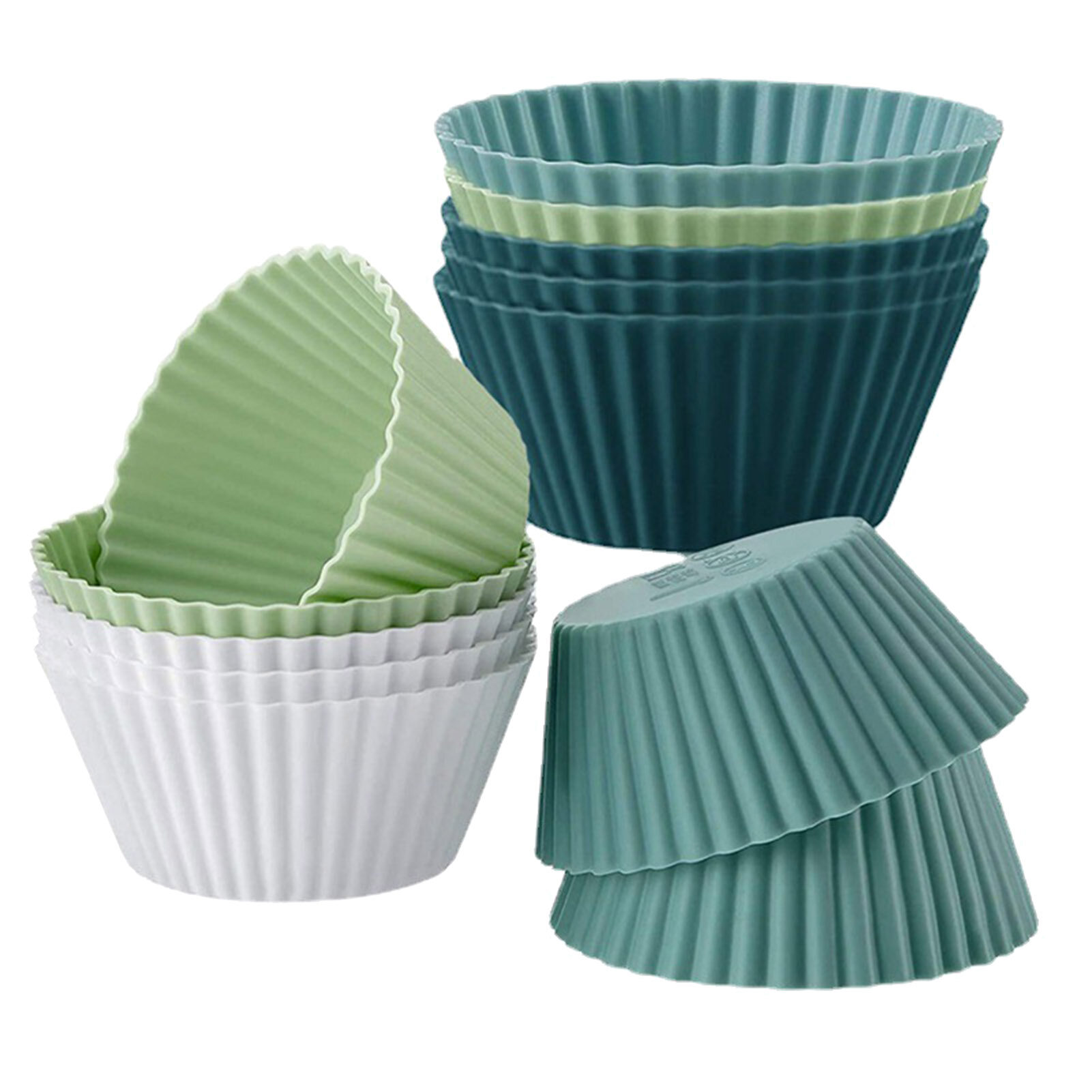 Terylin Baking Tool Flexible 12Pcs/Set Cupcake Mold Easy to Release Widely Applied Oil-resistant Silicone Mini Cake Mousse Mold for Muffin