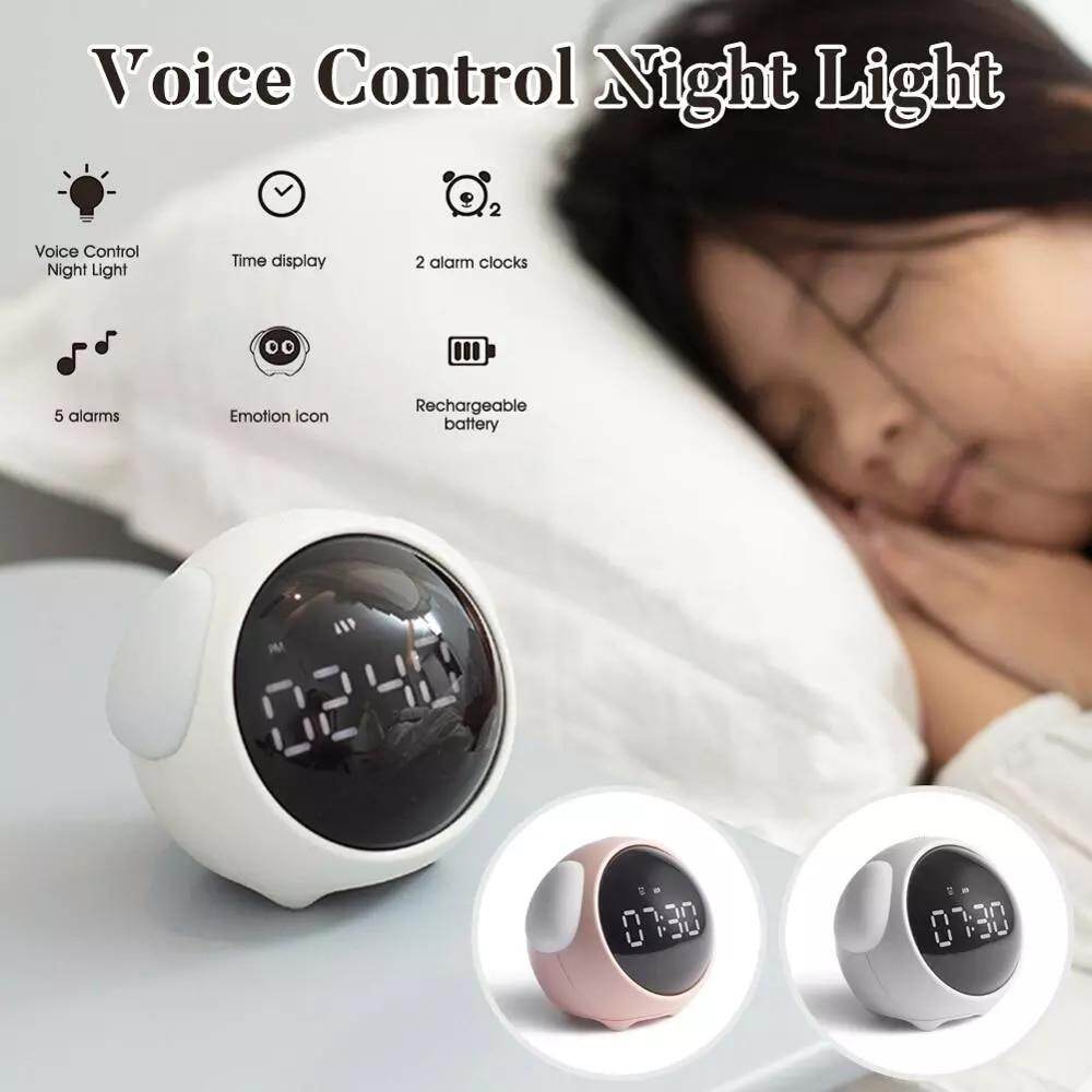 Xiaomi Youpin Đồng Hồ Báo Thức Biểu Cảm Dễ Thương Đèn LED Kỹ Thuật Số Điều Khiển Bằng Giọng Nói Đa Chức Năng, Đồng Hồ Đầu Giường Cho Gia Đình Văn Phòng