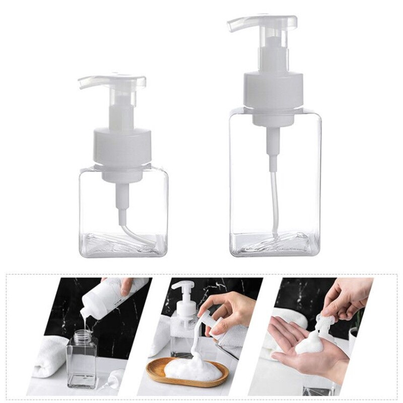 Chai Đựng Xà Phòng Bọt Nhựa Hình Vuông 250Ml/450Ml/Chai Rỗng Bơm Tạo Bọt Xà Phòng/Chai Nhựa Trong Suốt Du Lịch/Bơm Bọt Gel Tắm Lỏng