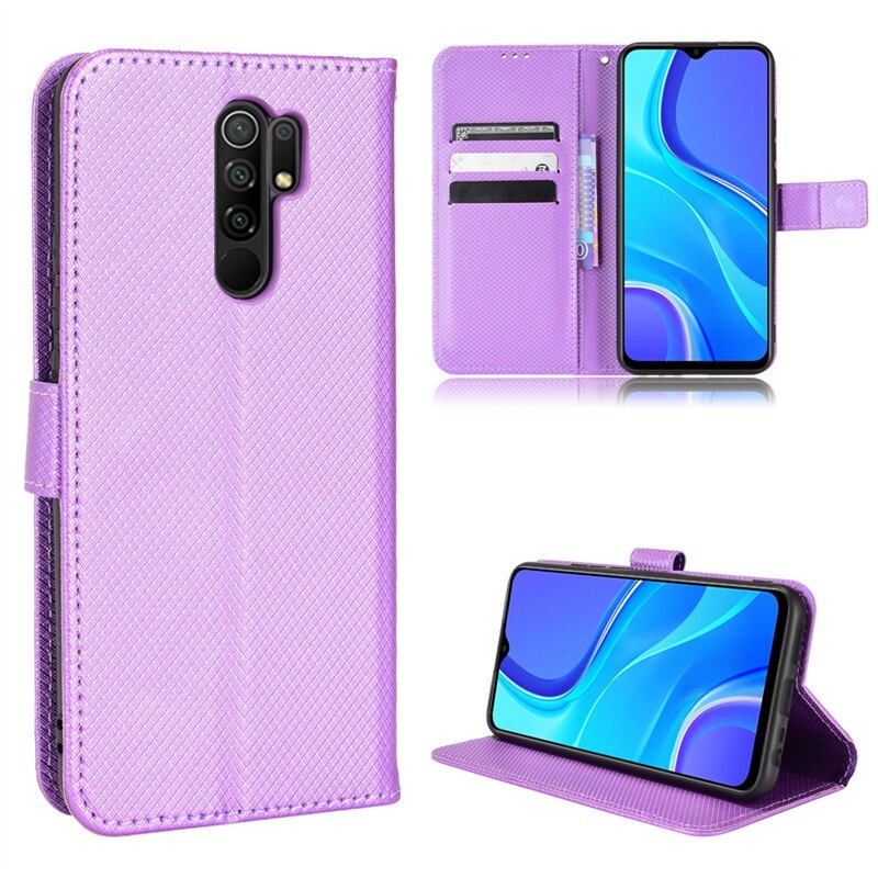 For Redmi 9 Casing Flip Phone Holder Stand Redmi 9 Case Wallet PU Leather Back Cover