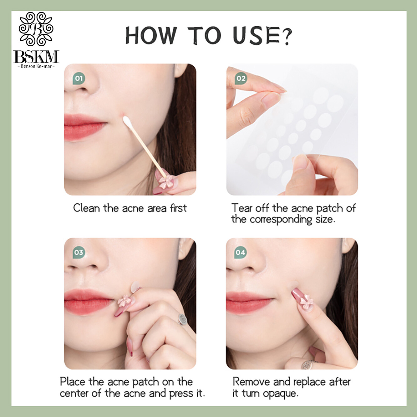 BSKM Tea Tree Acne Patch Day & Night, Pimple Patch Invisible Acne Sticker Remove Acne Marks Fast Healing 48pcs
