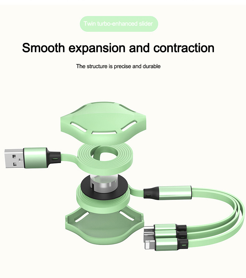 Cáp Sạc Nhanh 3 Trong 1 VAORLO Có Thể Thu Vào, Đầu Micro USB 8 Pin, Chất Lỏng Silicon Lỏng Cho IOS, Android, Huawei, Xiaomi, Oppo, Vivo, iPhone, 11Pro MAX, X XS, Redmi Note8 Pro, K20