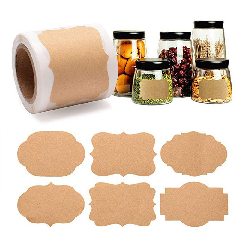 300Pcs/Roll Office Kraft Paper Stickers Food Jar For Classification Label Packaging Baking