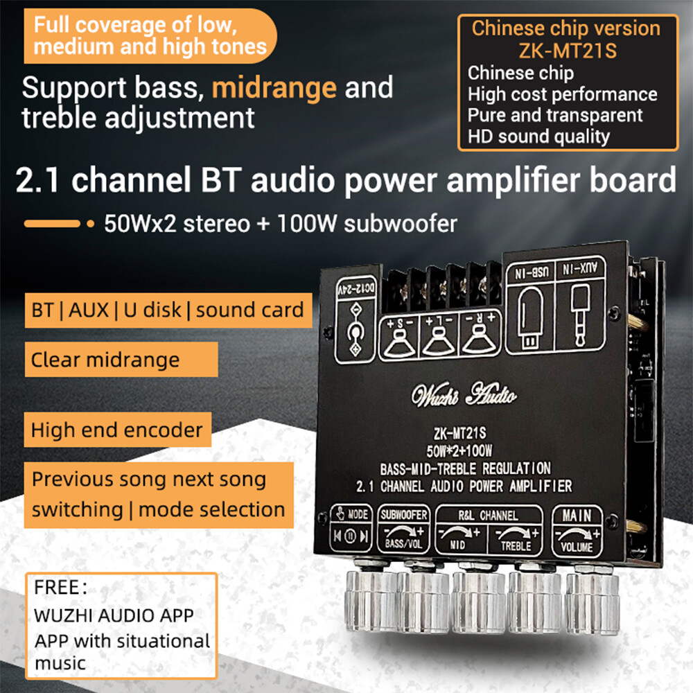 Original Aideepen ZK-MT21S 2.1 Channel BL Audio Power Amplifier Board Module Heavy Subwoofer module