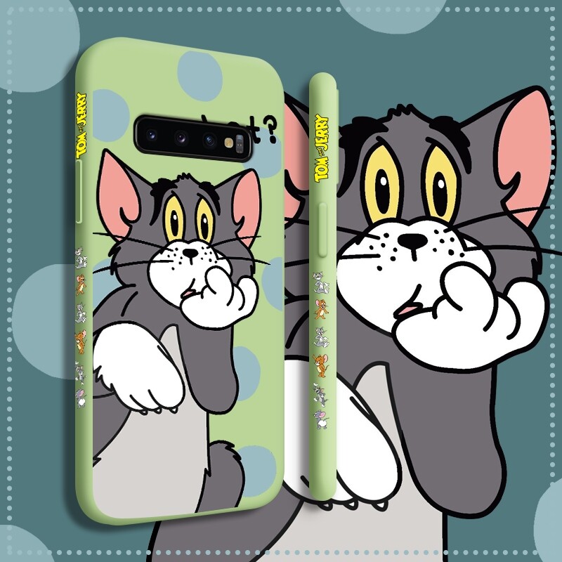 For Samsung Galaxy S10 4G S10 5G S10E S10 Lite S10 Plus S9 Plus Case with cartoon Tom and Jerry Shockproof soft thin Back Cover Liquid Silicone Pattern Camera Full Lens protector casing