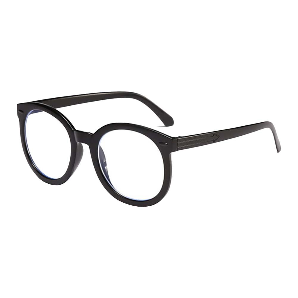 【ZNBY】The Same Black Frame Arrow Big Round Frame Plain Face Repair Glasses Frame