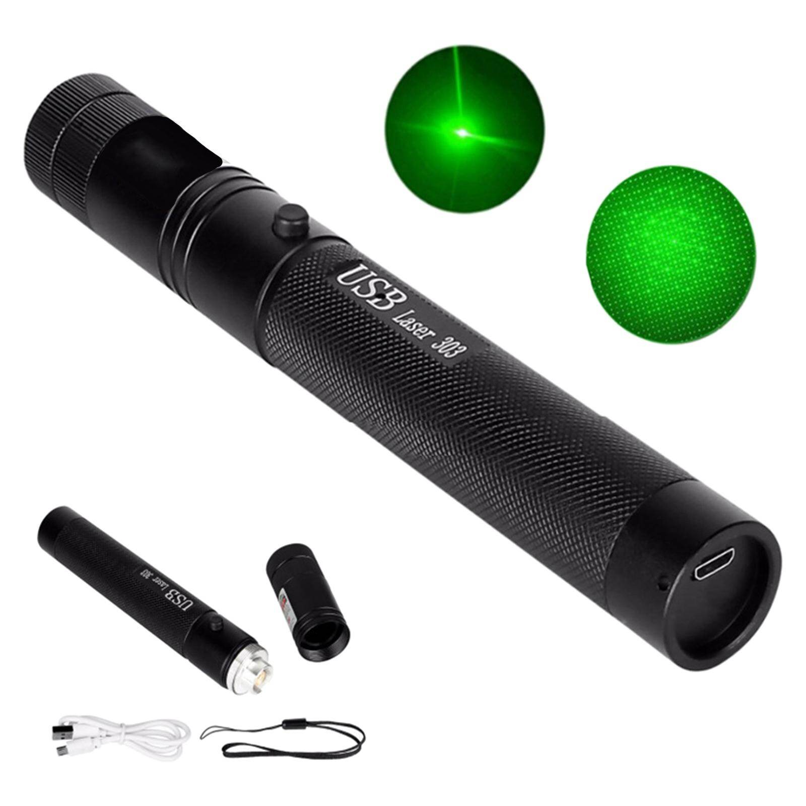 Blesiya Portable USB Green Laser Battery Embedded Adjustable Laser Focus 303 Pen