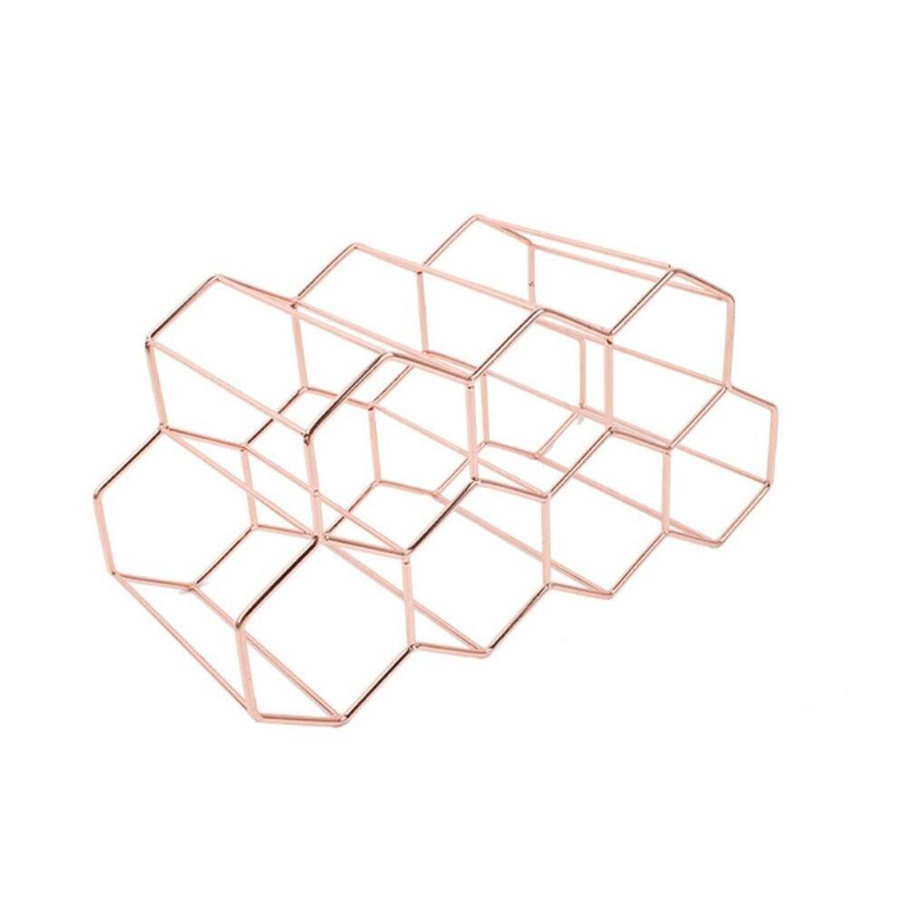 HCHC Black Metal Space Saver Modern Honeycomb Decorative Wine Storage Holder Wine Display Holder Wine Rack Wine Bottle Storage
