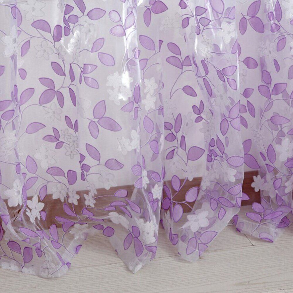 Chic Leaf Type Tulle Door Window Curtain Rural Leaf Design Curtain