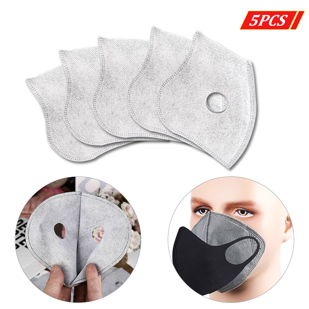 5pcs Protective Cycling Face Mask Filter PM2.5 Dustproof Replacement With Actived Carbon Filters Bike Facemask Filter