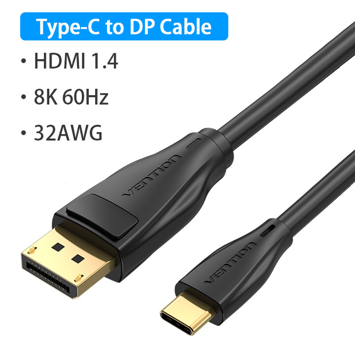 Vention usb c to dp 1.4 cable type c male to displayport male adapter 8k 60hz type c to displayport converter cable for lenovo macbook pro tv monitor tv samsung note10 laptop