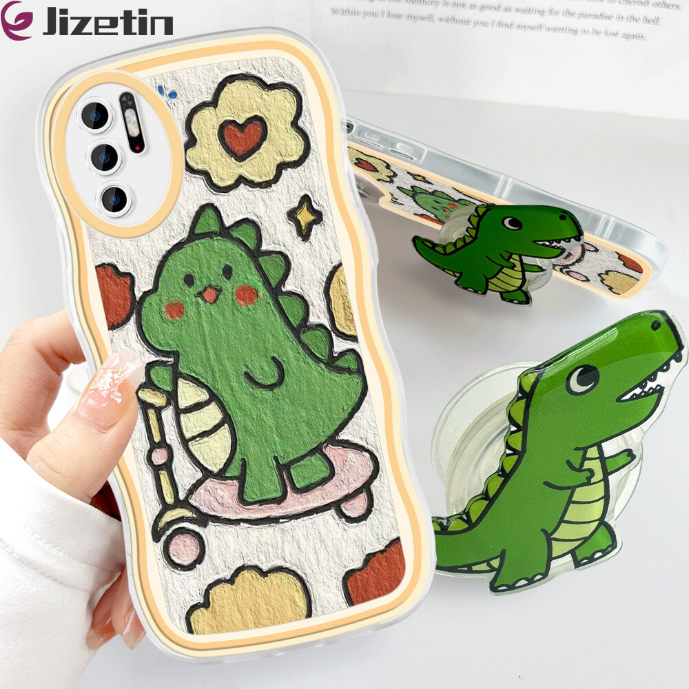 Jizetin Phone Casing For Xiaomi Redmi Note 10 Note 10S Note 10 Pro Note 10 5G Note 9 Note 8 Fashion Soft Wavy Phone Case Dinosaur Cartoon Shockproof Cellphone Casing Full Cover Camera Protection