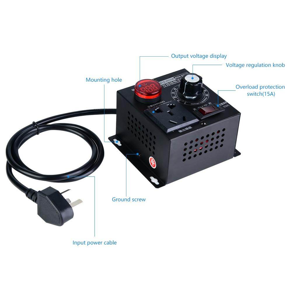 【Hàng Hot】Bộ Điều Chỉnh Điện Áp AC 220V 4000W SCR, Bộ Điều Khiển Tốc Độ Quạt Động Cơ, Thiết Bị Mờ
