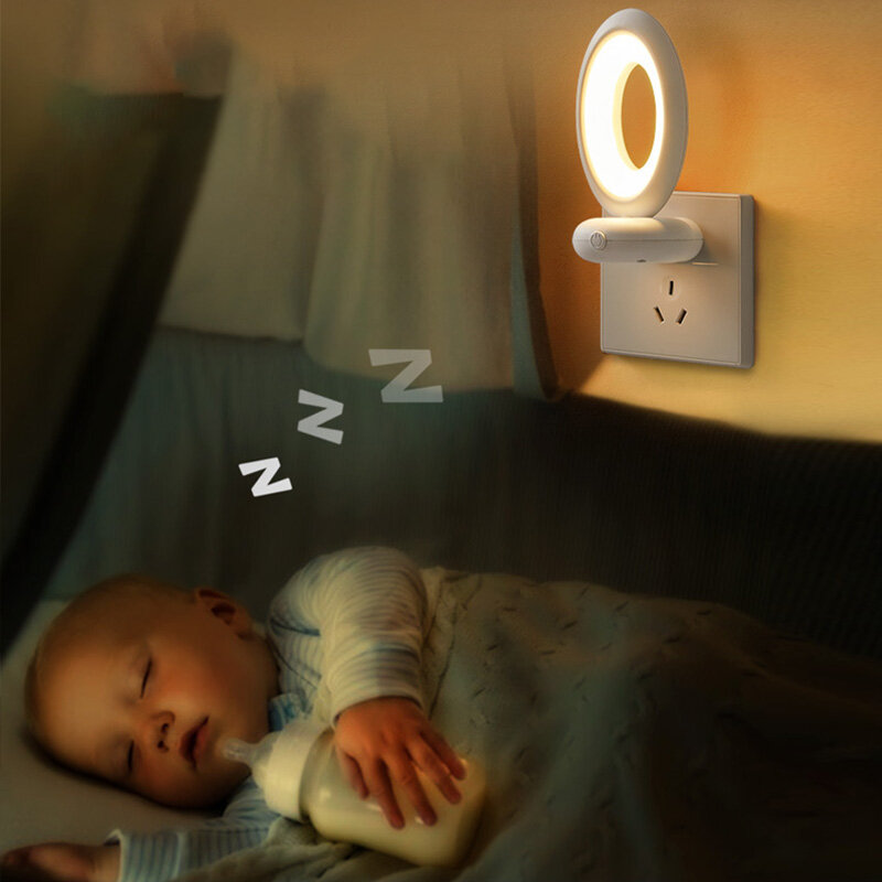 XMDS Đèn Ngủ Led Xoay Điều Khiển Từ Xa Đèn Cho Ăn Cắm Điện Đèn Ngủ Phòng Ngủ Không Khí Bảo Vệ Mắt Ánh Sáng Dịu Nhẹ
