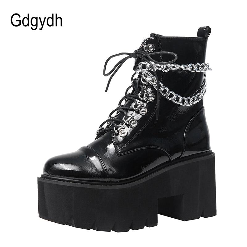 patent leather shoe boots