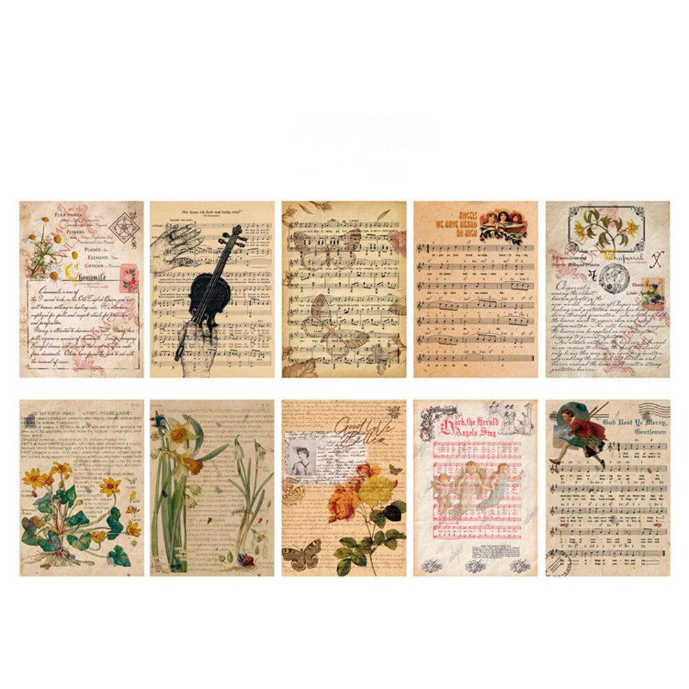 MMLUCK DIY 10sheets Vintage Paper Background Paper Gift Packaging Scrapbooking Card Making Kraft Paper Retroism Series Retro Material Papers Material Paper