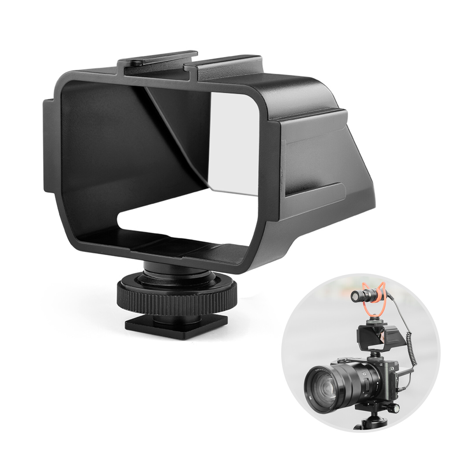 Andoer Universal Camera Selfie Vlog Lật Lên Màn Hình Gương Với 3 Đế Giày Lạnh Để Cài Đặt Micrô Đèn LED Nhỏ Tương Thích Với Sony A6000/A6300/A6500/A72 Series/A73 Series Nikon Z6/Z7 Máy Ảnh Không Gương
