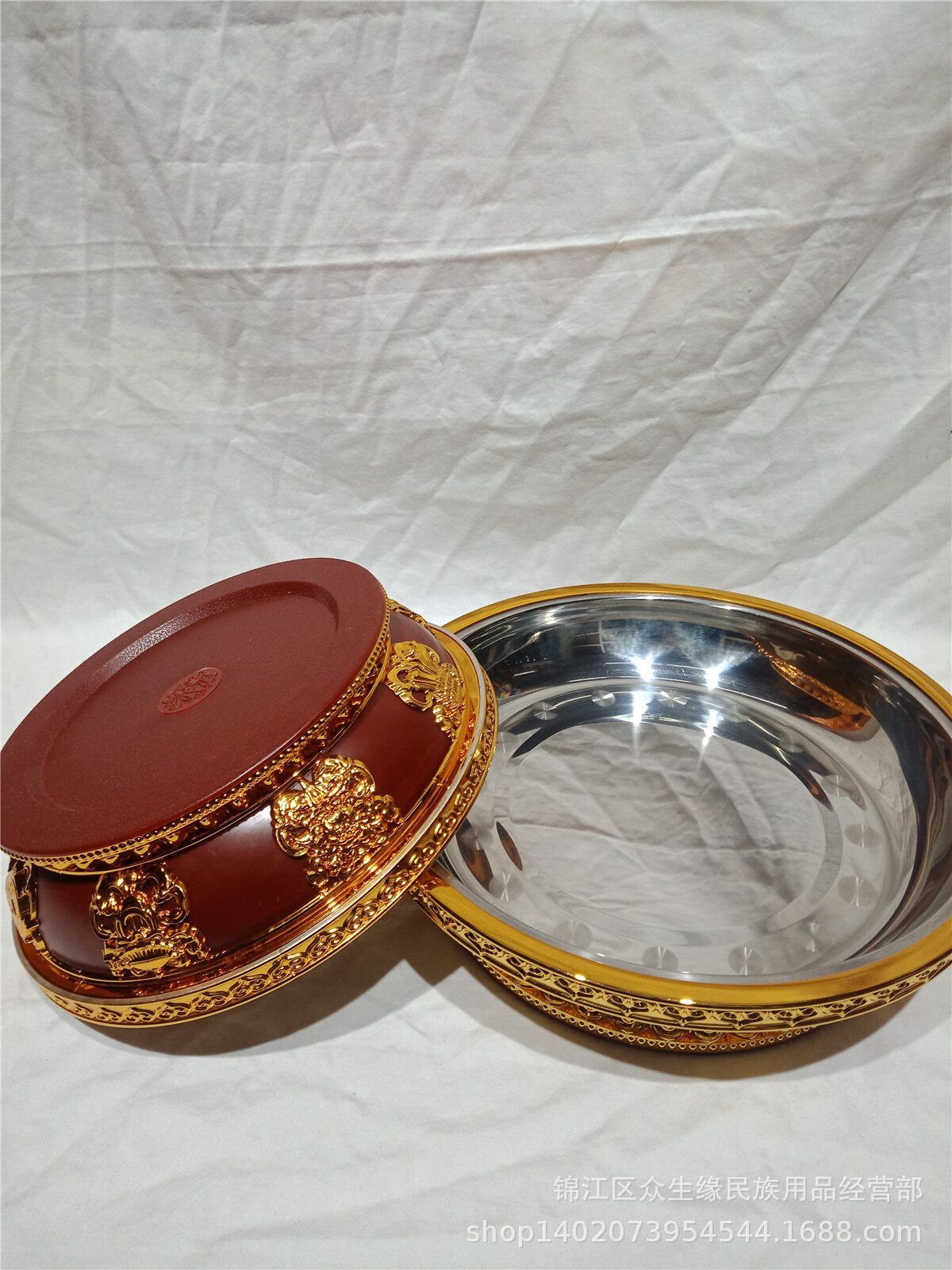 High-quality Đồ Dùng Phật Giáo/Thép Không Gỉ Tây Tạng/Tám Đĩa Trái Cây Tròn Tốt Lành/Đĩa Cúng Dường Phật Gia Đình