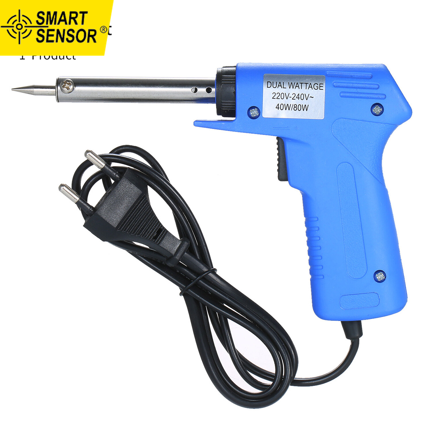 Smart Sensor Double Power Electric Soldering Iron type Electric Soldering Iron Power Adjustable Soldering Iron G-un Blue 40W/80W Adjustable