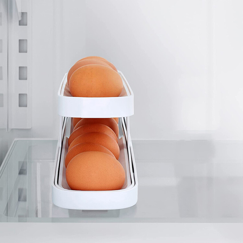 Automatic Eggs Storage Box Plastic Rolling Eggs Holder Basket Container Dispenser Organizer Closet For Fridge Kitchen Egg Tray