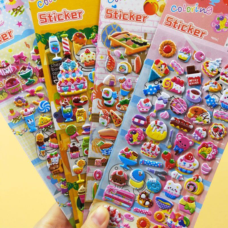 Kids Stickers 4 Sheets 3D Puffy Bulk Stickers for Girl Boy Birthday