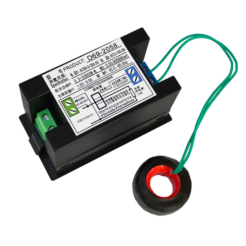 D69-2058 6in1 vôn kế hiện tại Ampe kế Hệ số công suất điện năng lượng máy đo tần số Bảng điều khiển kỹ thuật số wattmeter LCD Volt Amp