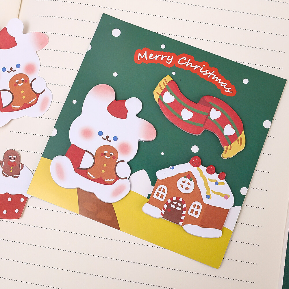 60Sheets Cartoon Christmas Sticky Notes Student Memo Notes Cute Hand Account Post-it Notes Xmas Gift