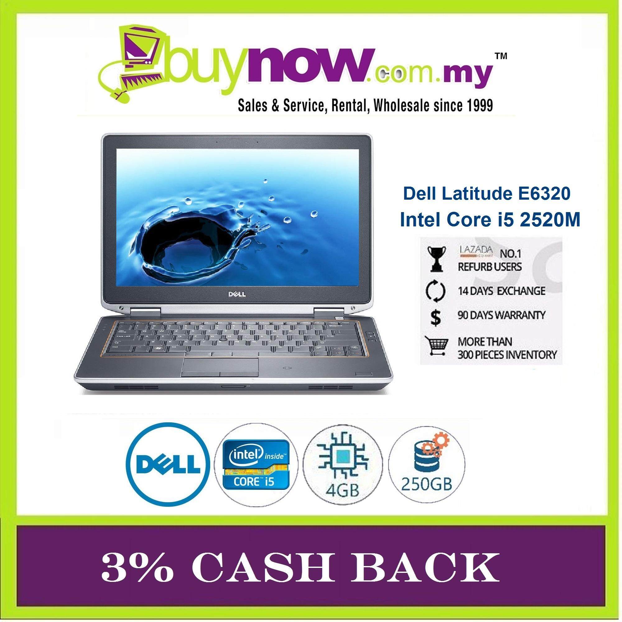 Dell Latitude E6320 Laptop Notebook Intel Core i5 - 2520M 2.5GHz 2nd Gen / 4GB / 250GB / Window OS / Free Notebook Bag + Mouse / 3 Months Warranty (Factory Refurbished) Malaysia