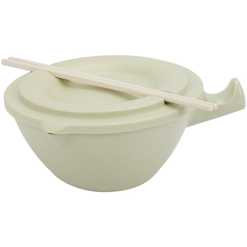 Eco-Friendly Wheat Straw Instant Noodles Bowl with Lid Handle Dinnerware Set Soup Salad Rice Bowl Microwavable Japanese Bowls