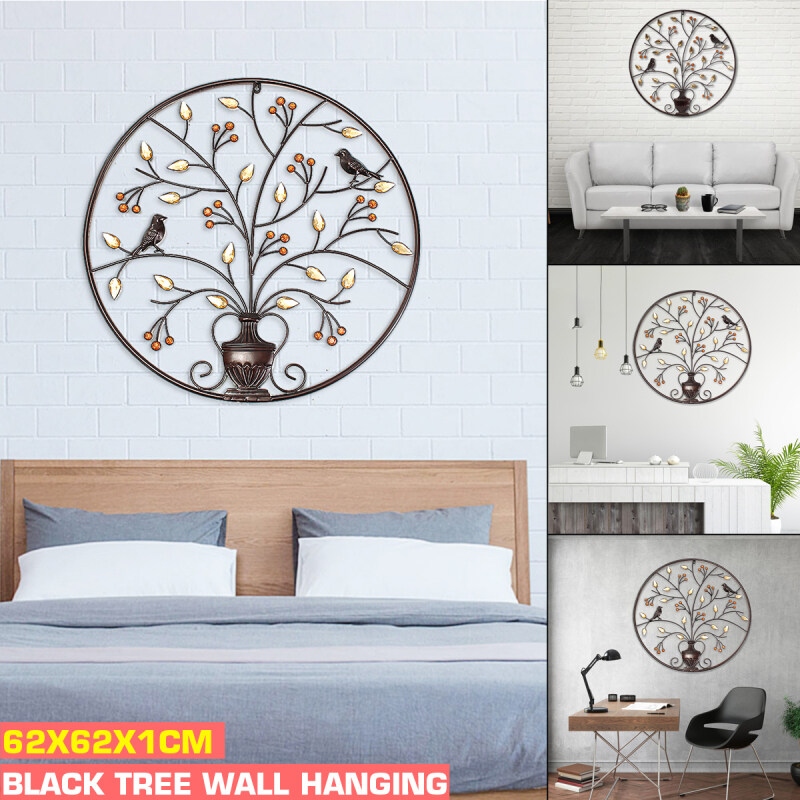 Chim Màu Đen Hiện Đại Cây Tượng Sắt Kim Loại Trang Trí Cho Gia Đình Đồ Trang Trí Tường Phòng Thủ Công Mỹ Nghệ Quà Tặng 62 Cm/24.4 Inch