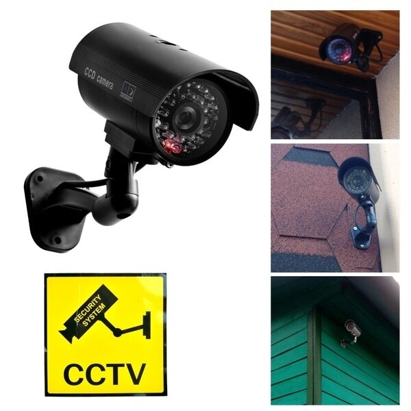 Outdoor CCTV Camera Waterproof Wireless Surveillance Dummy Fake CCTV Security Camera with LED Flash