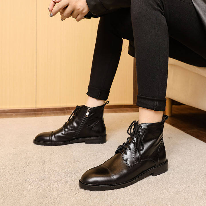 womens black tie boots