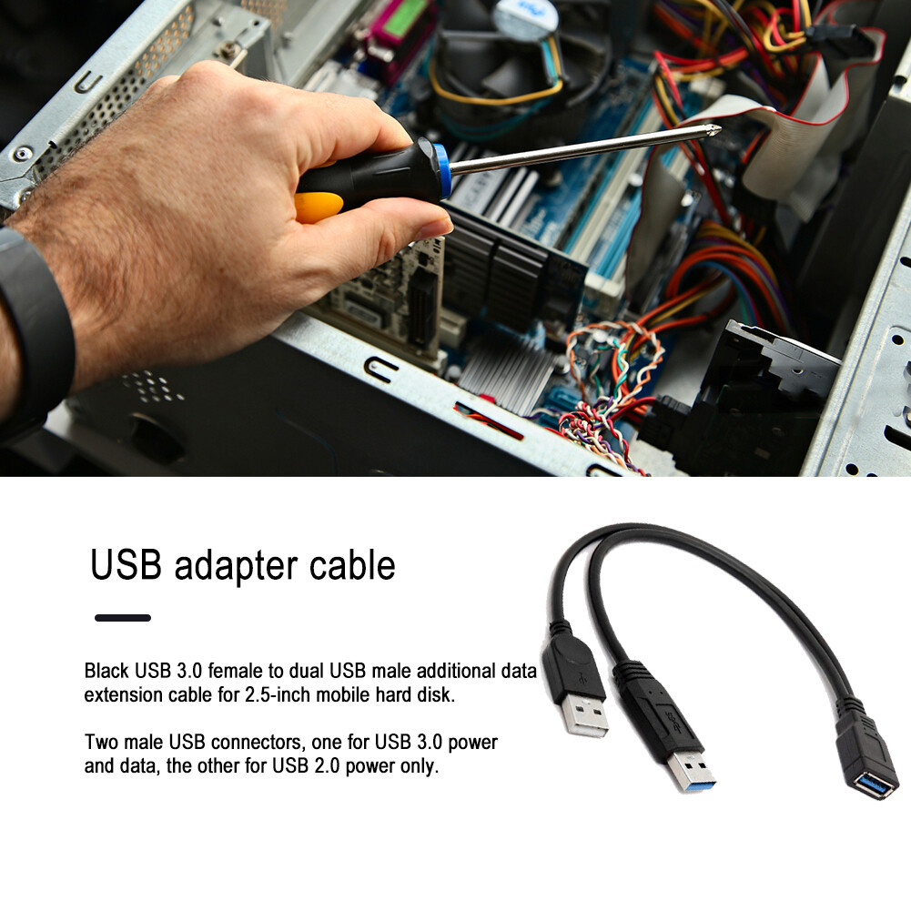 Cáp Mở Rộng USB, Cáp Nối Dài Chia Chữ Y, Cho Ổ Cứng SSD Gắn Ngoài 2.5 Inch Phụ Kiện Máy Tính