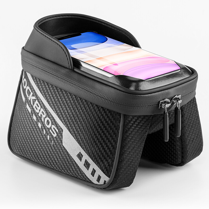 ROCKBROS Bicycle Front Top Tube Bag Phone Touch Screen Frame Bag Bicycle Reflective design Waterproof Bag For 7.5 Inch Phone Cycling Bag Mountain Bike