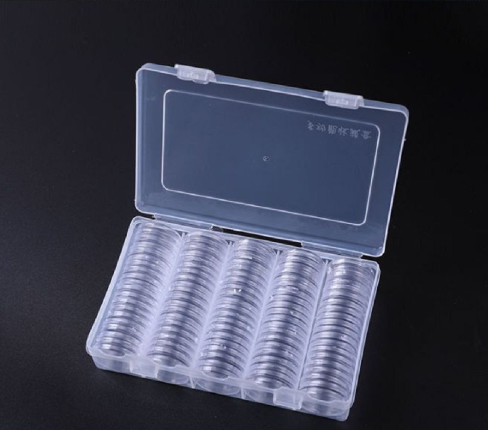 100 Cái Hộp Đựng Tiền Xu Tròn Bằng Nhựa Trong Suốt 27Mm Hộp Đựng Viên Nang Có Hộp Đựng Đồng Xu Kỷ Niệm, Bộ Sưu Tập Huy Chương