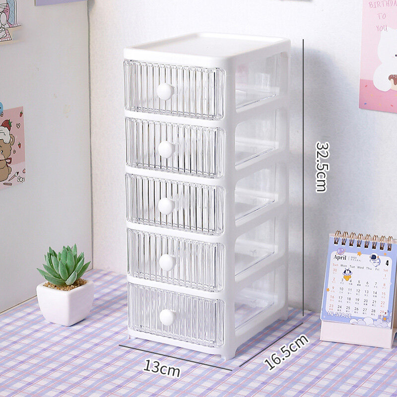 Office drawer type cartoon desktop storage box storage cabinet plastic multi-layer dormitory stationery cosmetics storage box