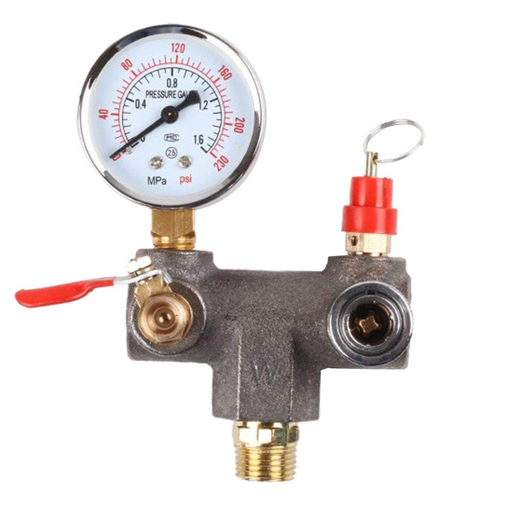 Baoblaze Air Compressor Pressure Control Switches Pressure Regulator Gauge Safety Valve Fitting Set ~ 90-120PSI, 5-8BAR