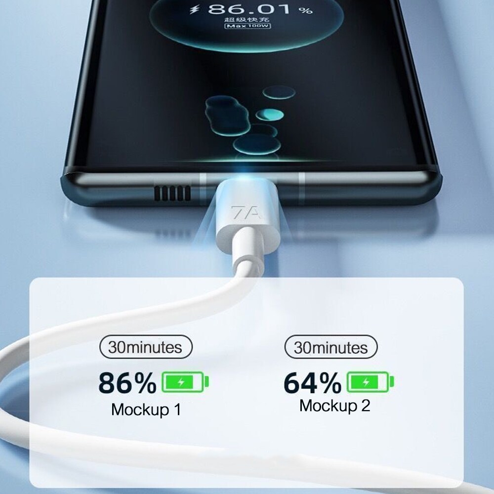 [A NEW] 100W 7A USB Type CFor XiaomiOneplusMate 40 P50 P30ProLine Data Sync CableCharging Cord
