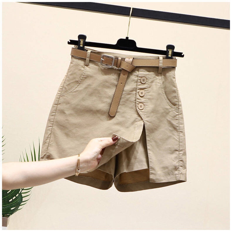 Women's Pure Cotton Casual Shorts New Korean Version Versatile Fashion Slim Fit A-line Pants Elastic Waist Skirt Pants