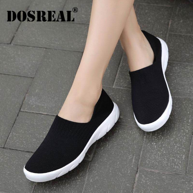 DOSREAL Women Vulcanized Shoes Casual Slip On Platform Sneakers Breathable Solid Color Shoes Lazy Shoes Big Size 36-42