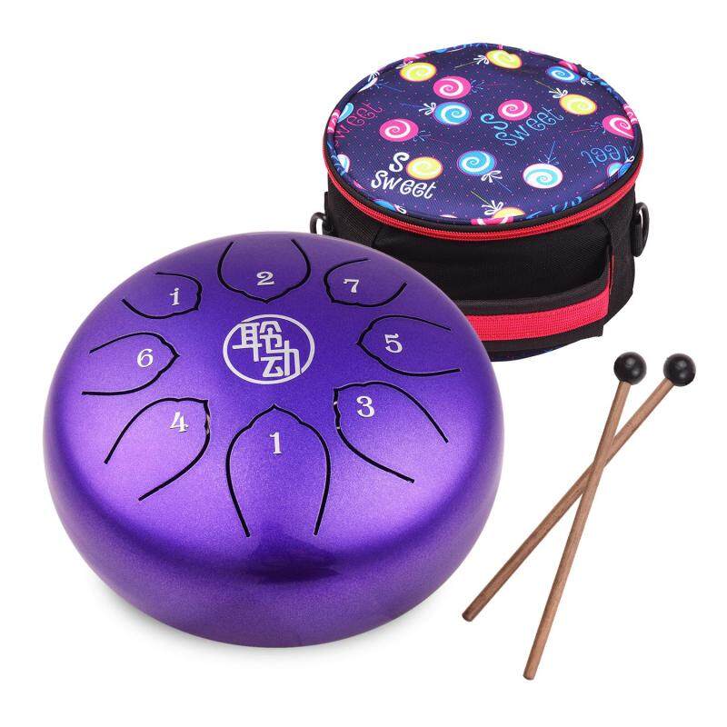 6 Inch Steel Tongue Drum Handpan Drum 8-Notes C-Key Percussion Instrument with Mallets Drum Bag Wiping Cloth for Musical Education Concert Mind Healing Yoga Meditation Gold